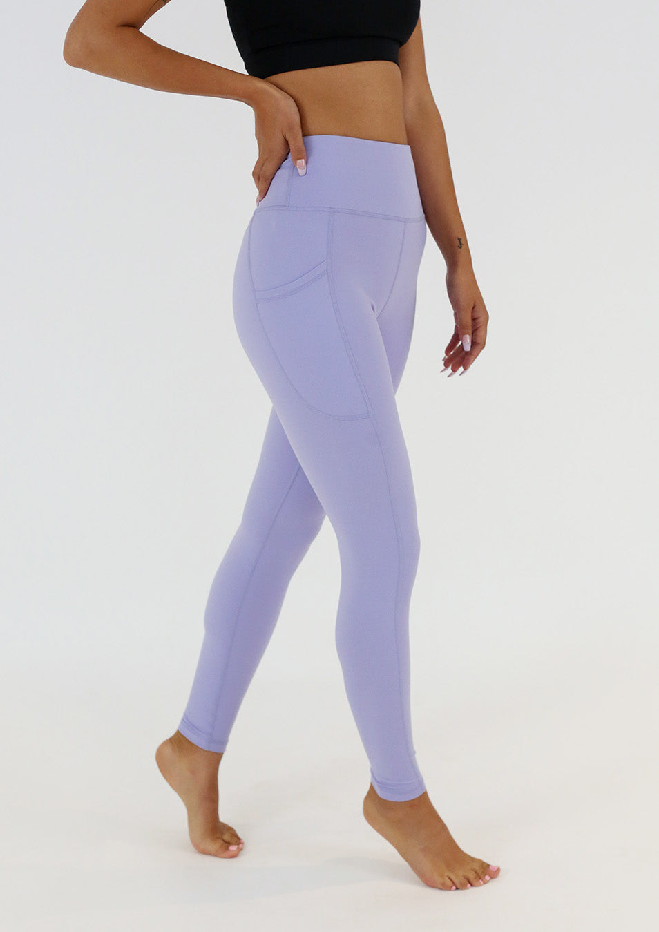 Lilac High-Rise Women's Leggings with pockets