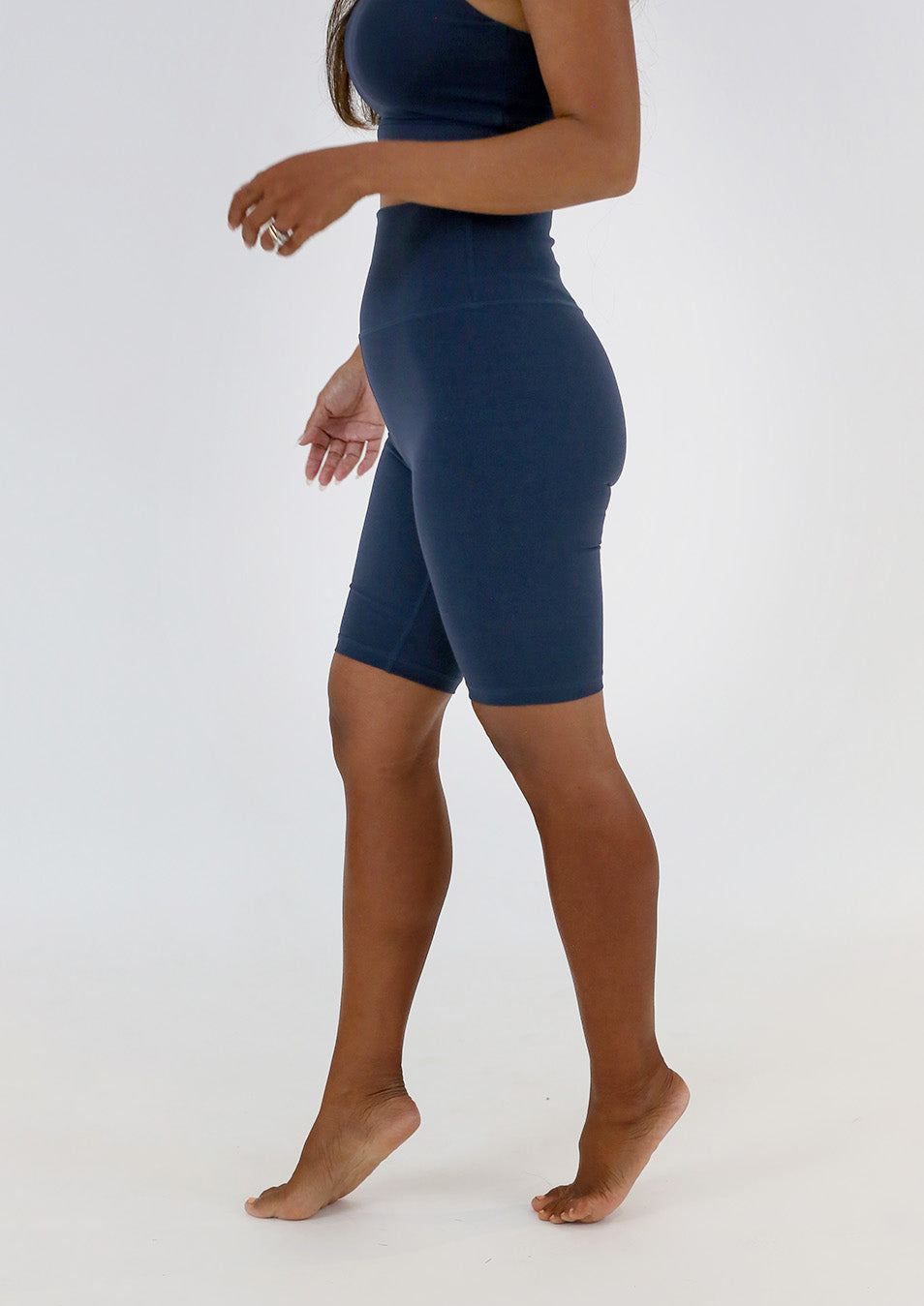 Midnight Blue High-Waist Biker Shorts