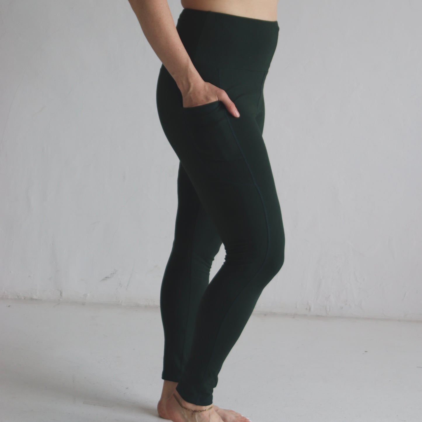 Cotton High-Waisted Legging - Forest Green