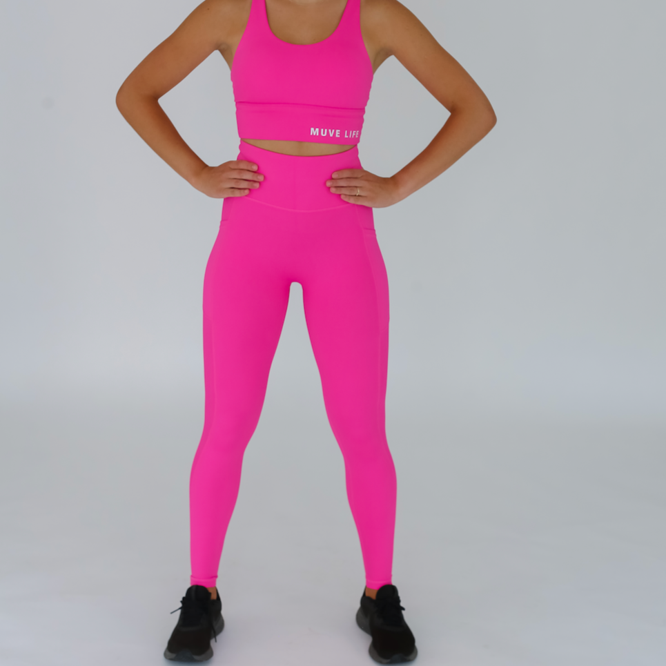HIGH-RISE LEGGING WITH POCKETS - PINK – Muve Life