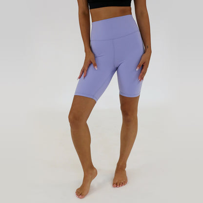 High-Waist Biker Shorts - Lilac